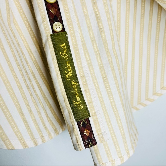 Robert Graham Detailed Striped Beige Flip Cuff Dress Shirt M - Picture 3 of 5